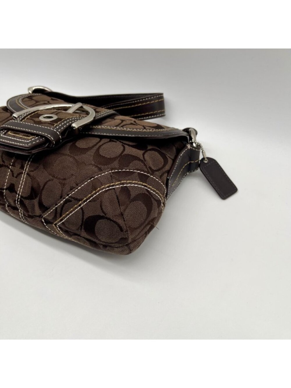 Coach Brown Signature Canvas Soho Buckle Flap Bag - Picture 6 of 13